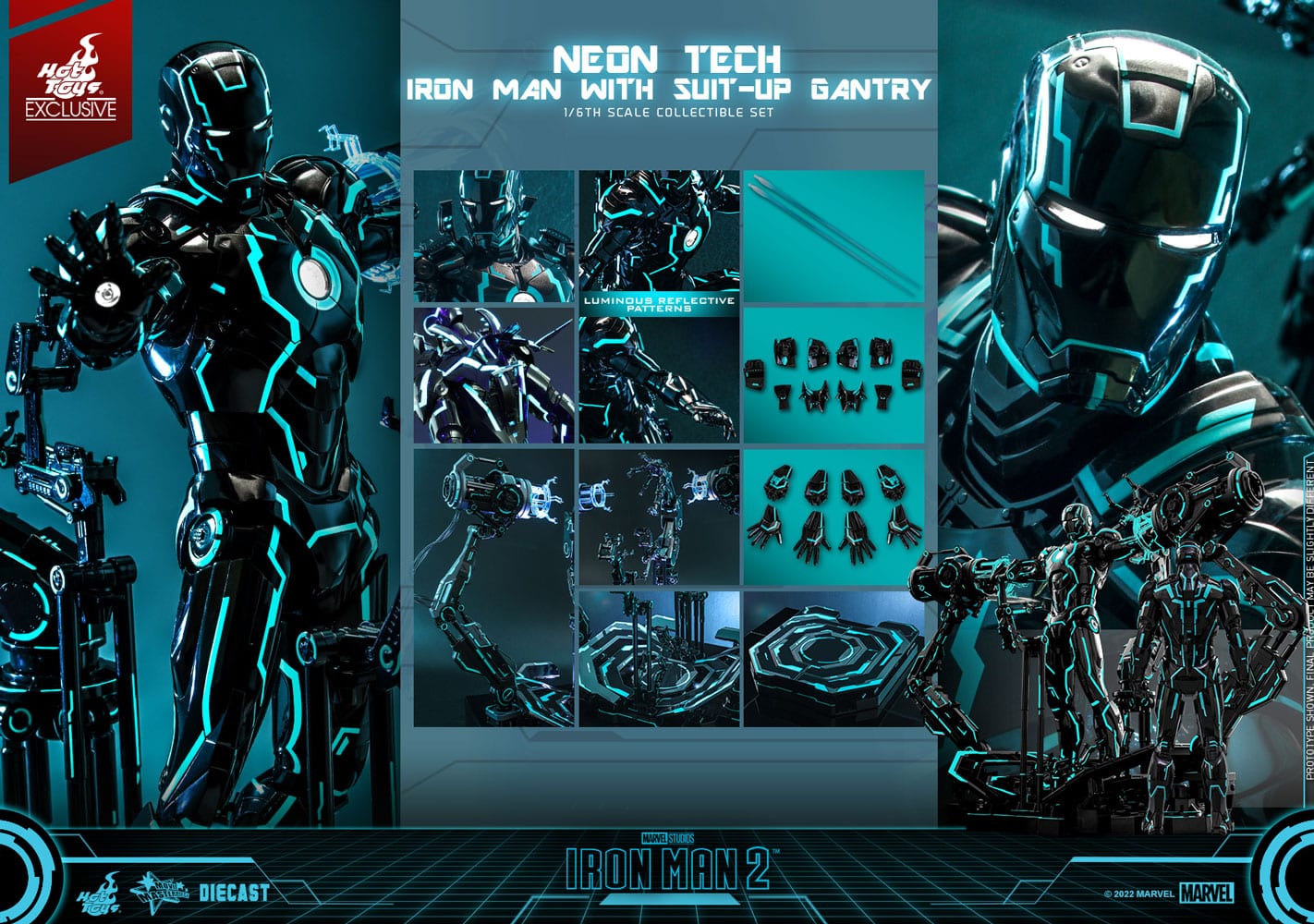 neon tech iron man with suit up gantry marvel gallery ac cde