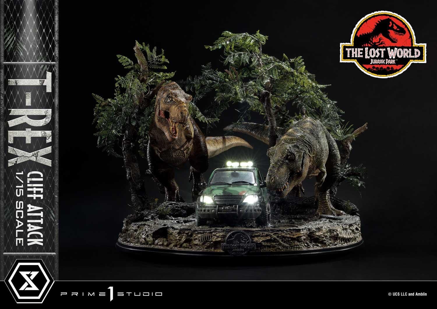 Jurassic Park T-Rex Cliff Attack Statue