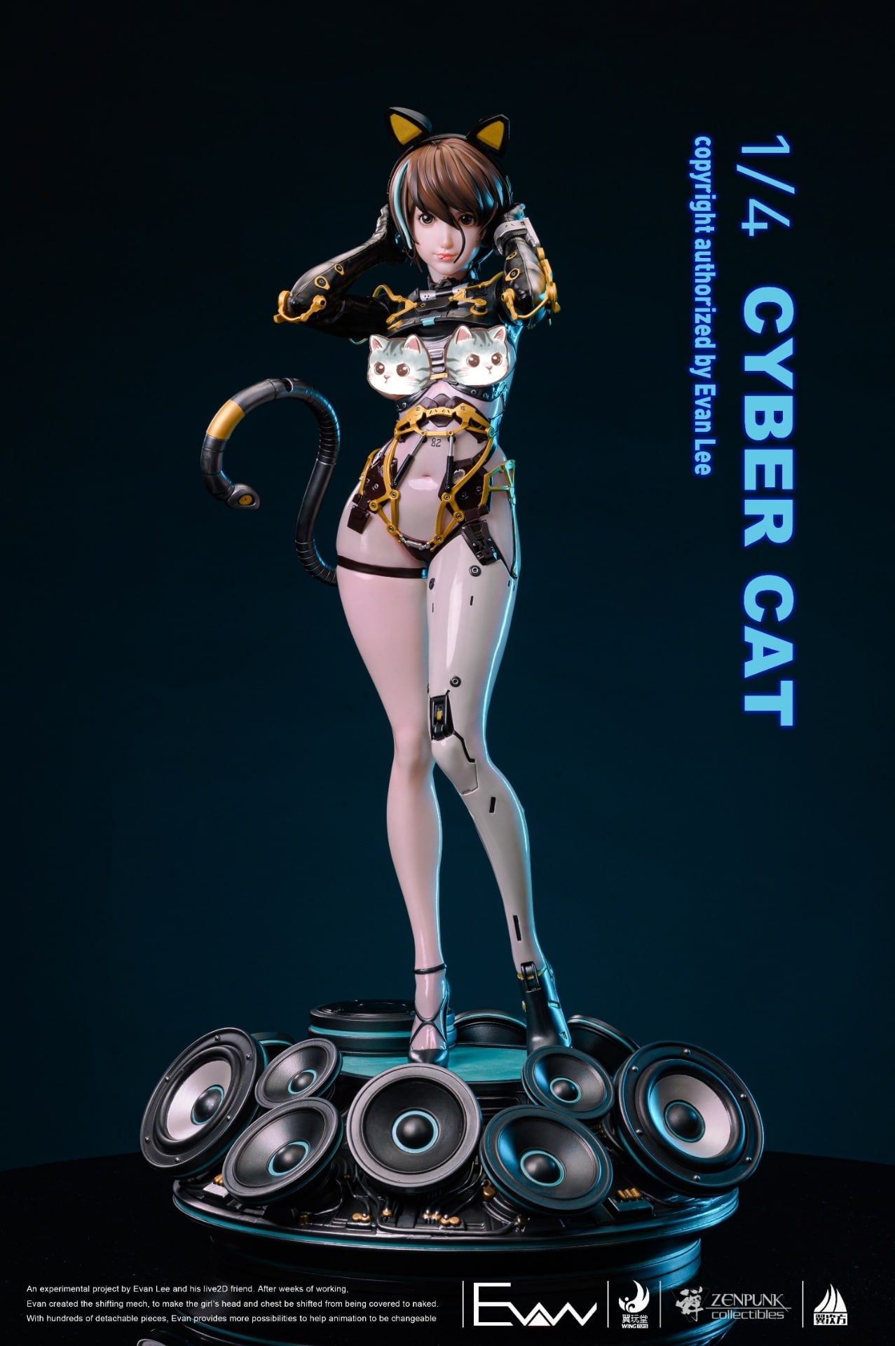 Zenpunk Collectibles Cyber Cat Statue 1/4 Scale Concept By Evan Lee