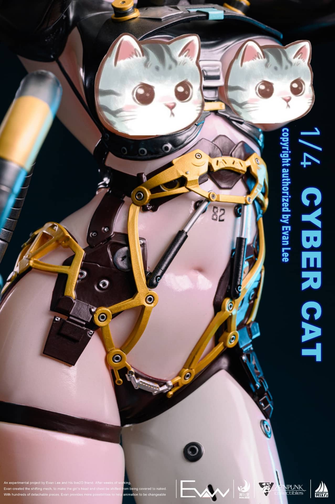 Zenpunk Collectibles Cyber Cat Statue 1/4 Scale Concept By Evan Lee