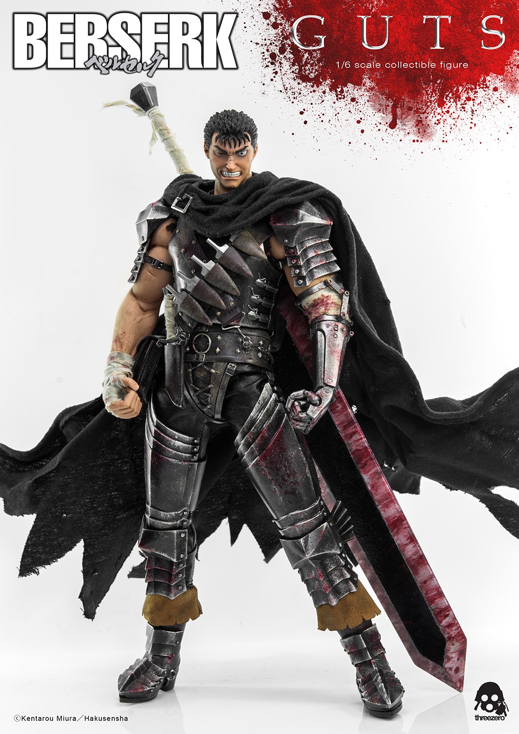 ThreeZero Guts The Black Swordsman Figure BERSERK Sixth Scale Collectible