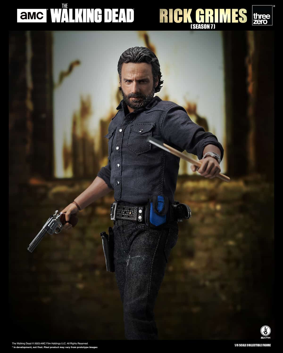 Threezero Rick Grimes Figure The Walking Dead Season 7 Limited Collectible