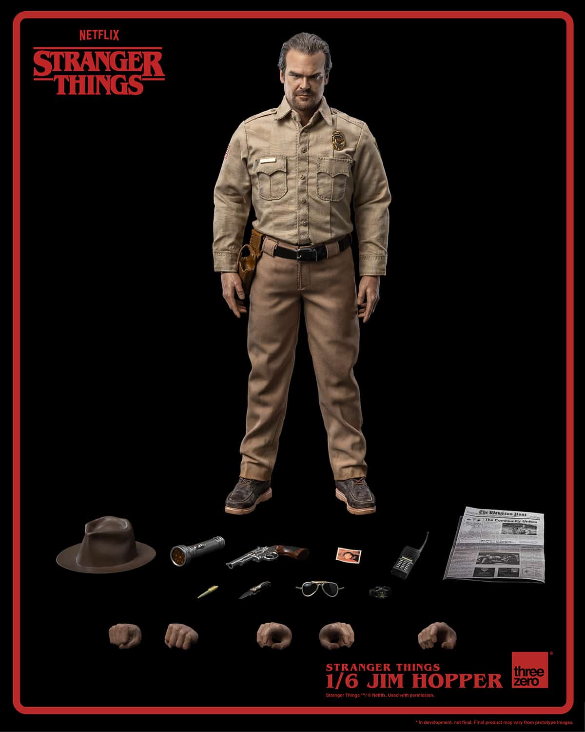 ThreeZero Jim Hopper Sixth Scale Figure Season 1 Stranger Things Limited Collectible