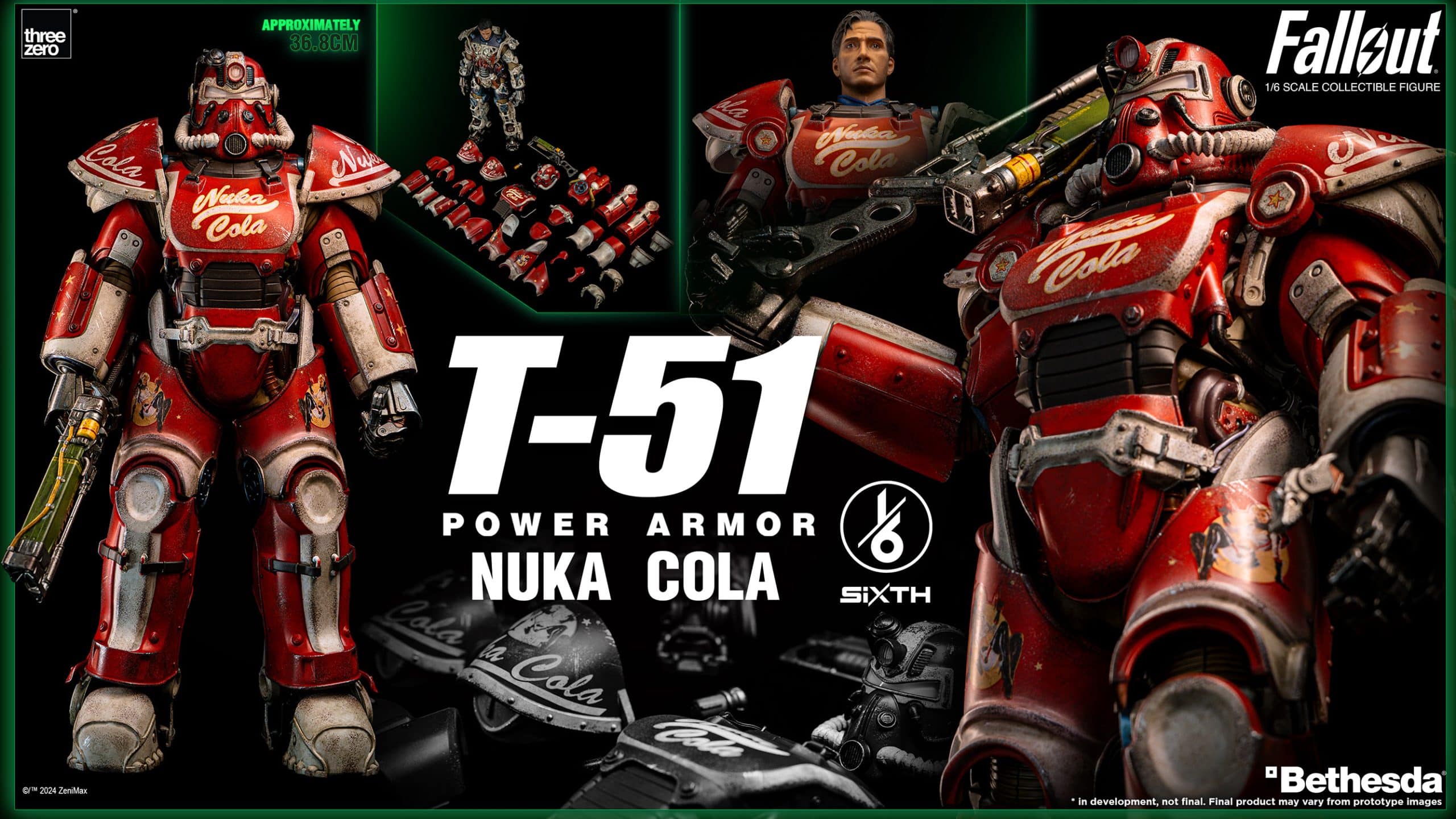 ThreeZero T-51 Nuka Cola Power Armor Sixth Scale Figure Fallout Limited Video Game Collectible