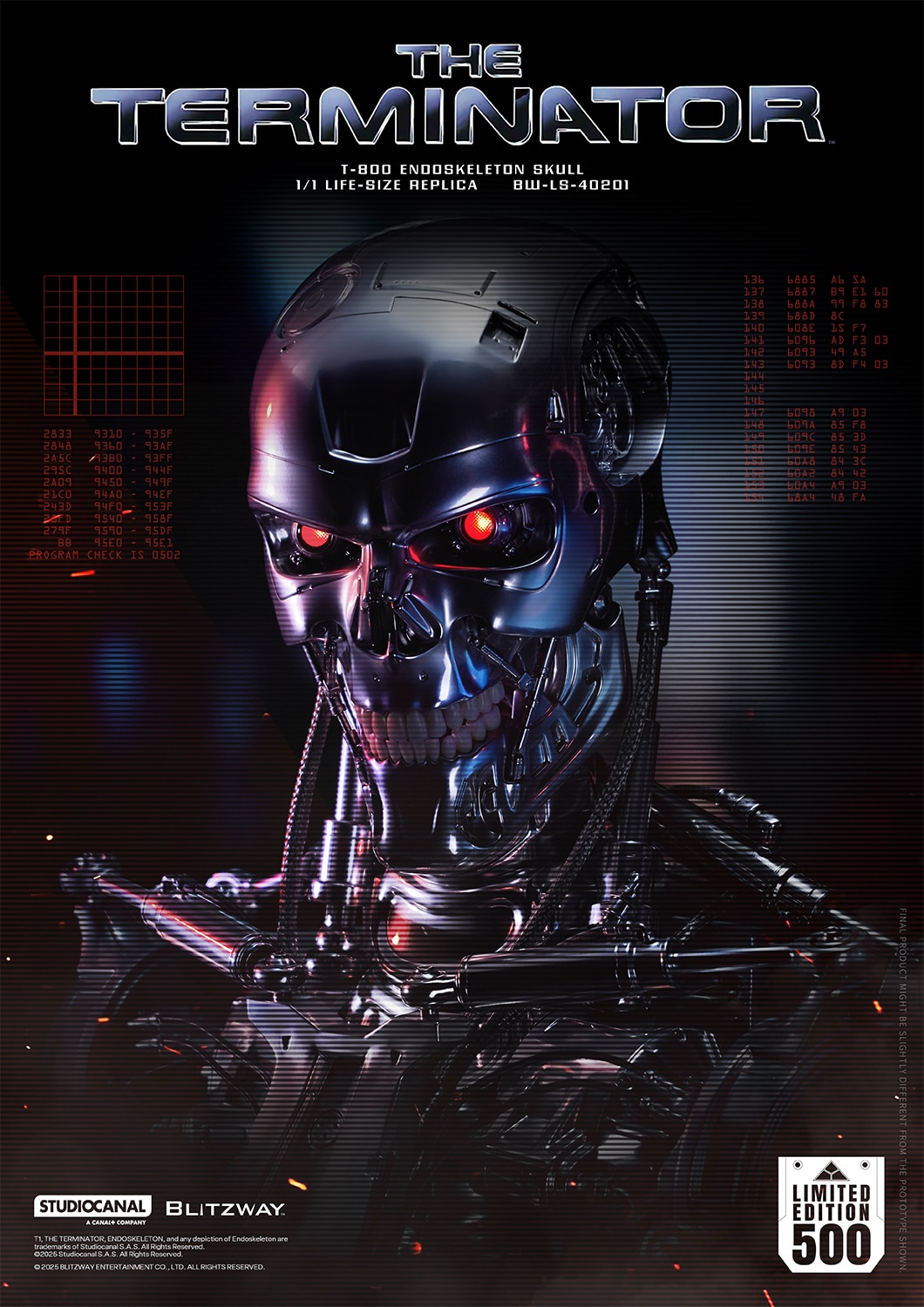 T-800 Endoskeleton Skull Life-Size Replica Bust The Terminator Limited Collectible