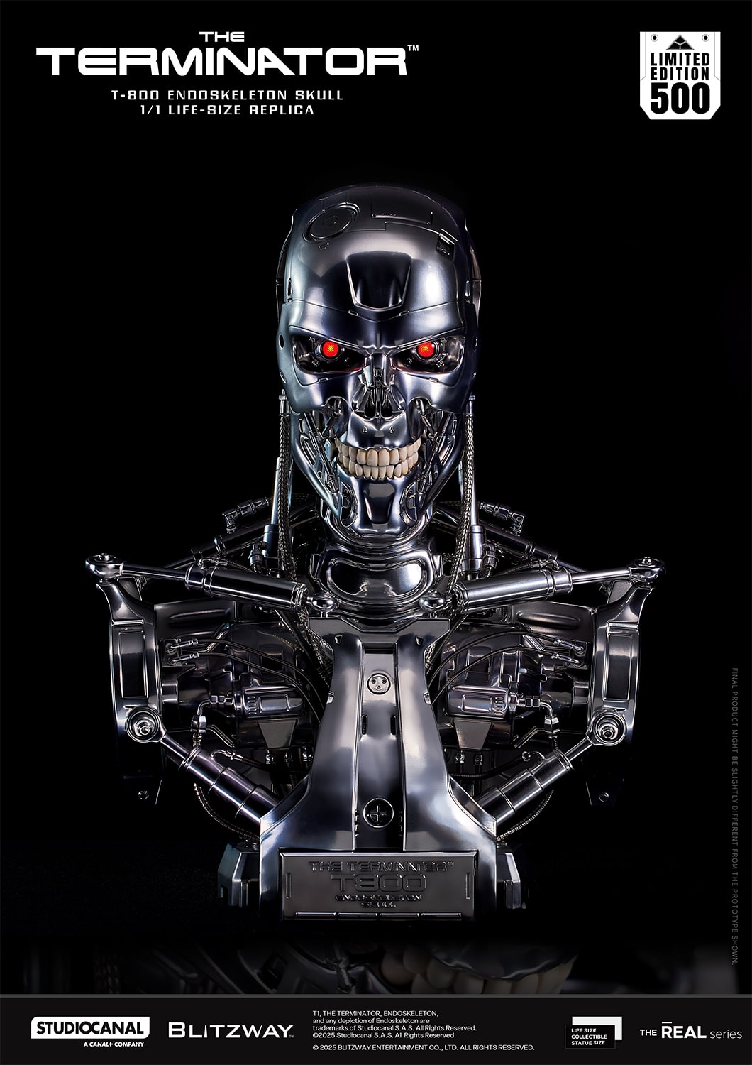 T-800 Endoskeleton Skull Life-Size Replica Bust The Terminator Limited Collectible