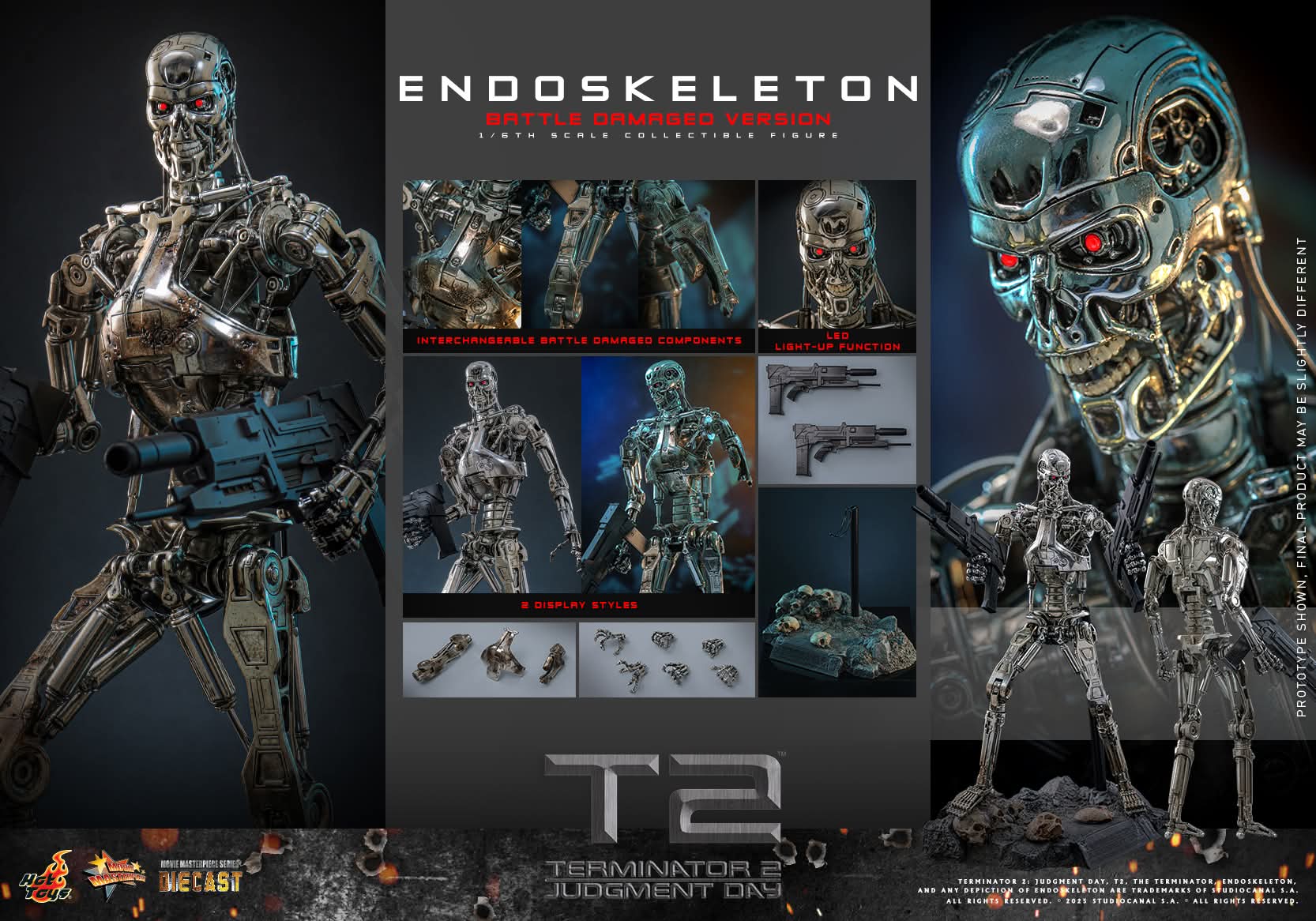 T-800 Endoskeleton Battle-Damaged Sixth Scale Figure The Terminator Limited Collectible