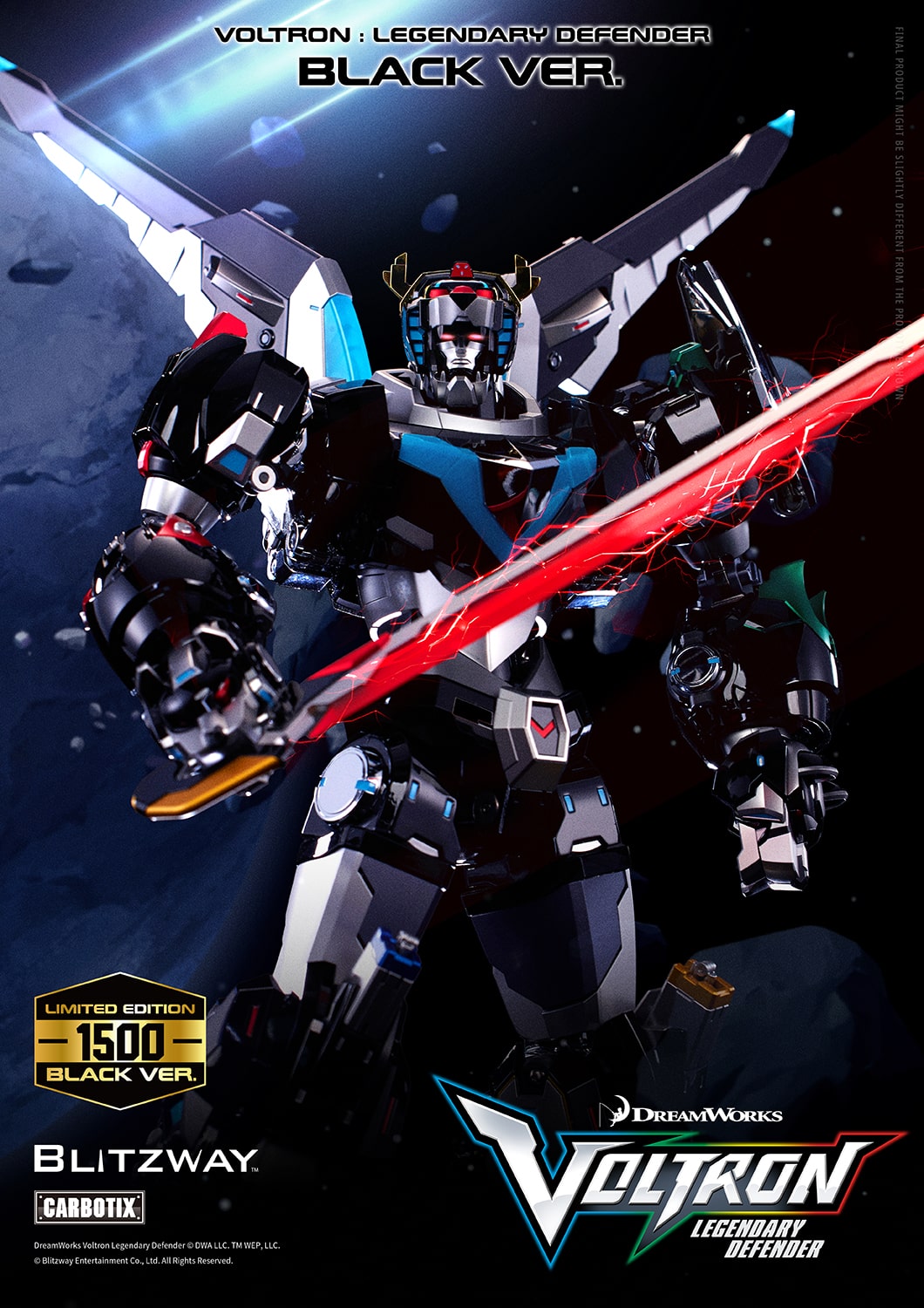 Voltron: Legendary Defender Black Version Carbotix Premium Figure 10th Anniversary Special Edition Collectible