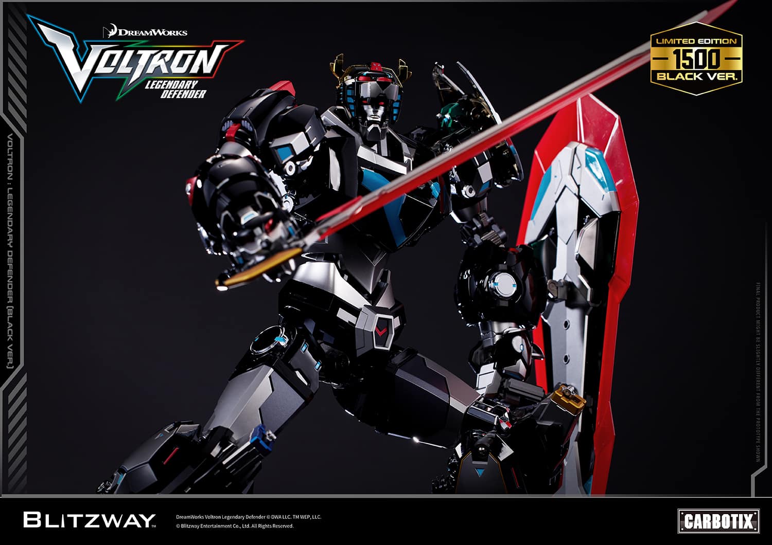 Voltron: Legendary Defender Black Version Carbotix Premium Figure 10th Anniversary Special Edition Collectible