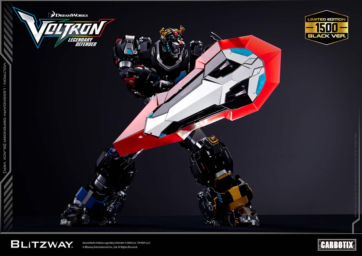 Voltron: Legendary Defender Black Version Carbotix Premium Figure 10th Anniversary Special Edition Collectible
