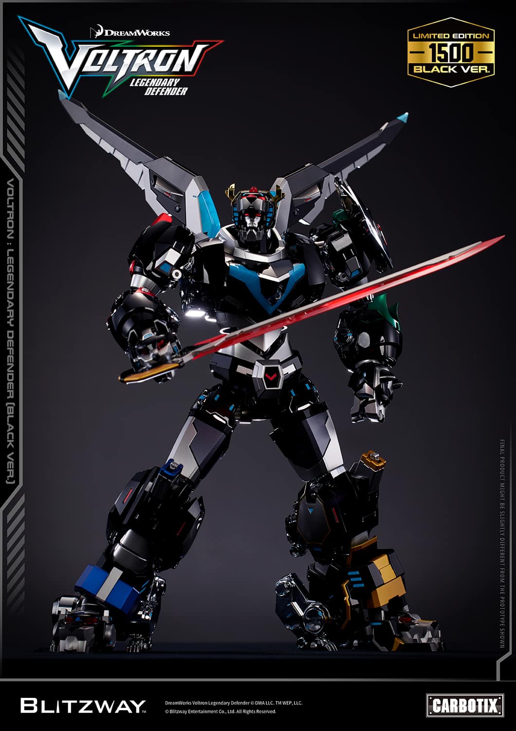 Voltron: Legendary Defender Black Version Carbotix Premium Figure 10th Anniversary Special Edition Collectible