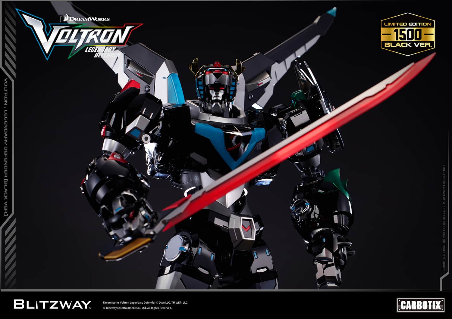 Voltron: Legendary Defender Black Version Carbotix Premium Figure 10th Anniversary Special Edition Collectible