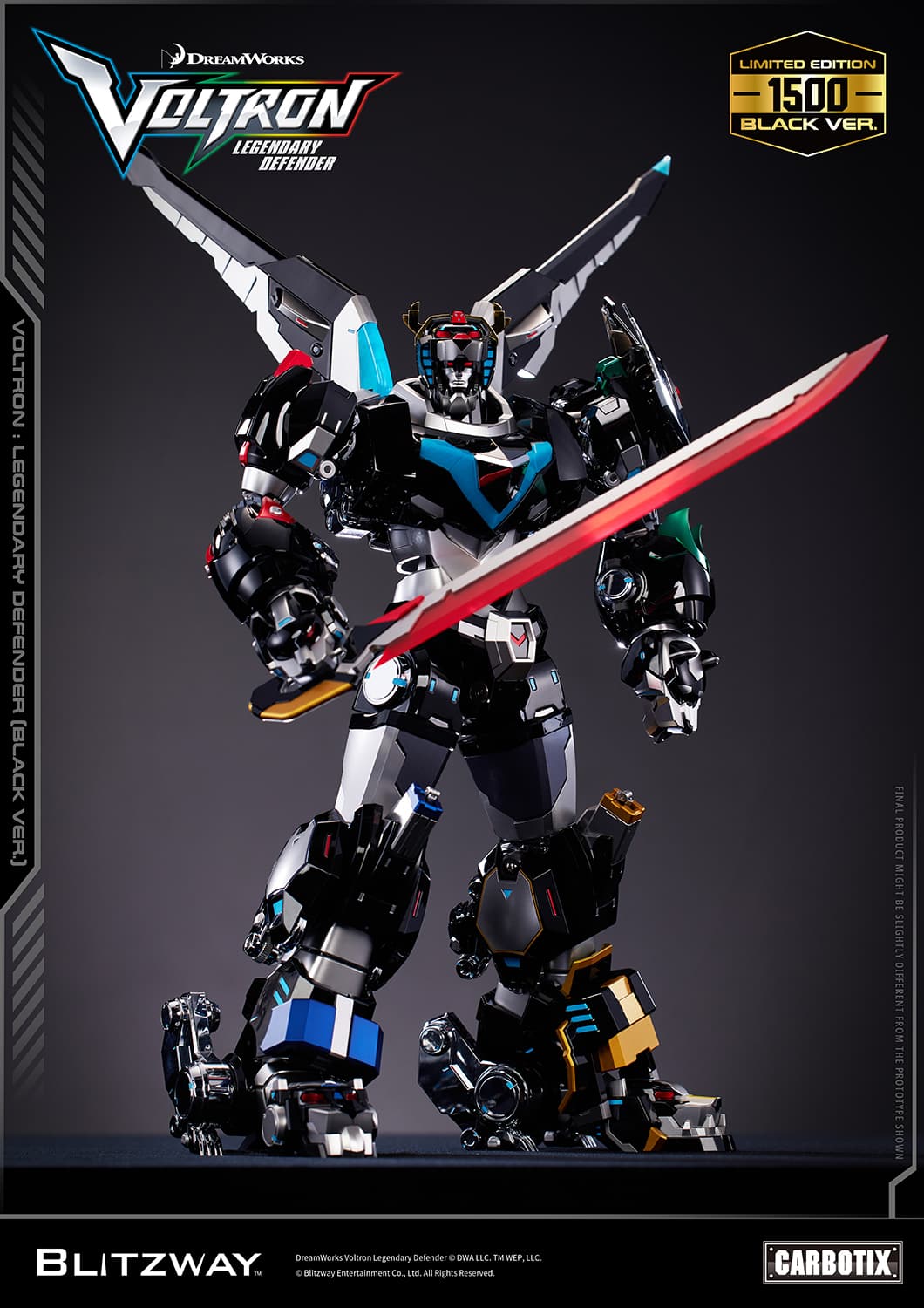 Voltron: Legendary Defender Black Version Carbotix Premium Figure 10th Anniversary Special Edition Collectible