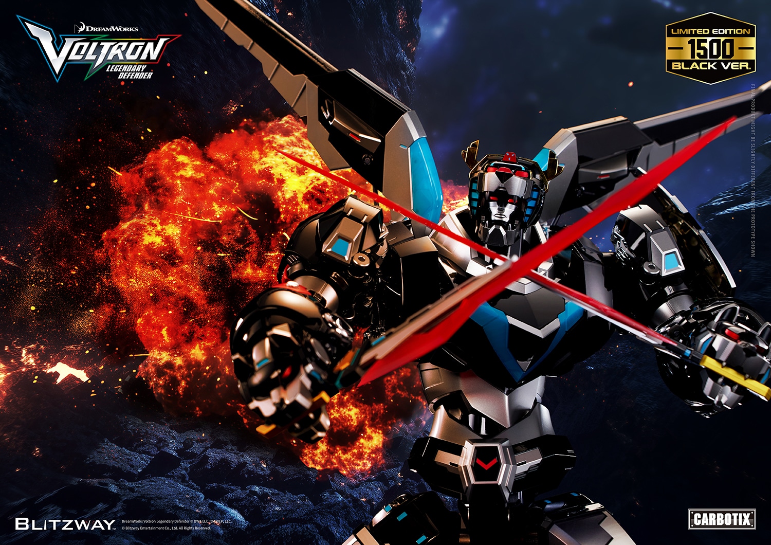 Voltron: Legendary Defender Black Version Carbotix Premium Figure 10th Anniversary Special Edition Collectible