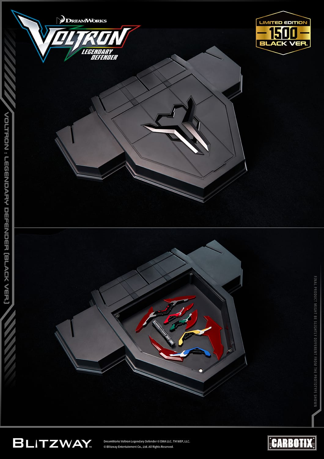 Voltron: Legendary Defender Black Version Carbotix Premium Figure 10th Anniversary Special Edition Collectible