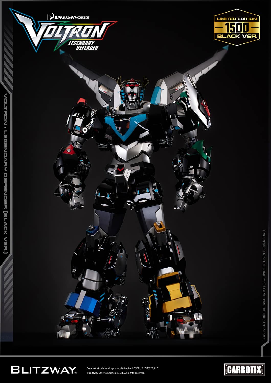 Voltron: Legendary Defender Black Version Carbotix Premium Figure 10th Anniversary Special Edition Collectible