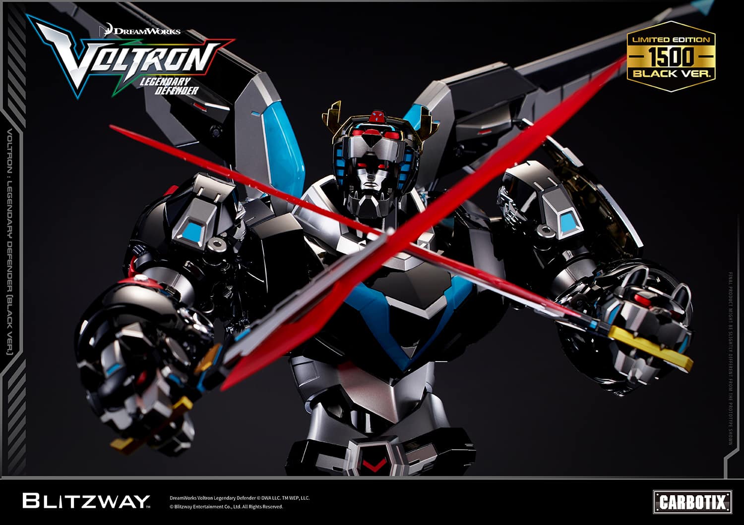Voltron: Legendary Defender Black Version Carbotix Premium Figure 10th Anniversary Special Edition Collectible