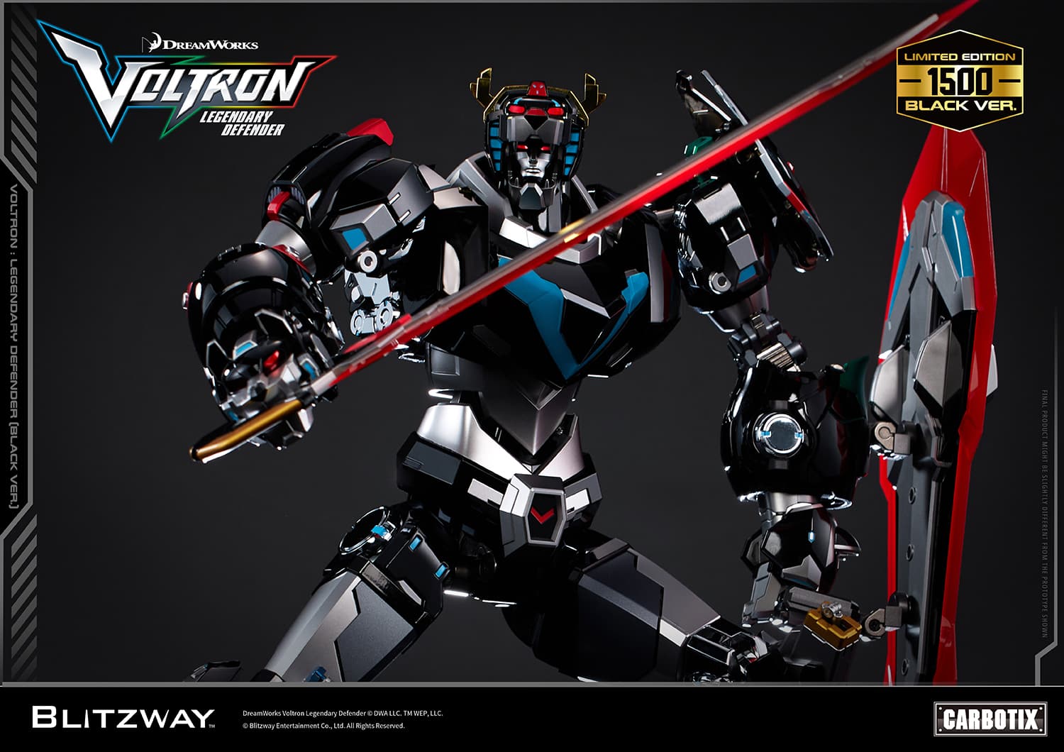 Voltron: Legendary Defender Black Version Carbotix Premium Figure 10th Anniversary Special Edition Collectible