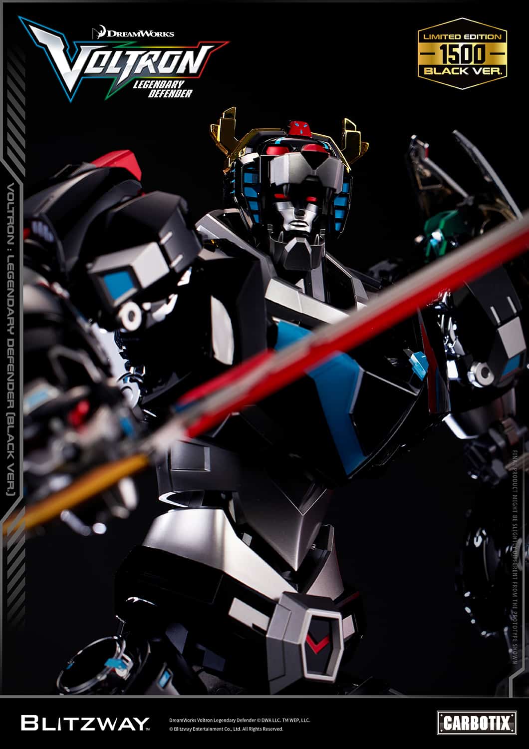 Voltron: Legendary Defender Black Version Carbotix Premium Figure 10th Anniversary Special Edition Collectible